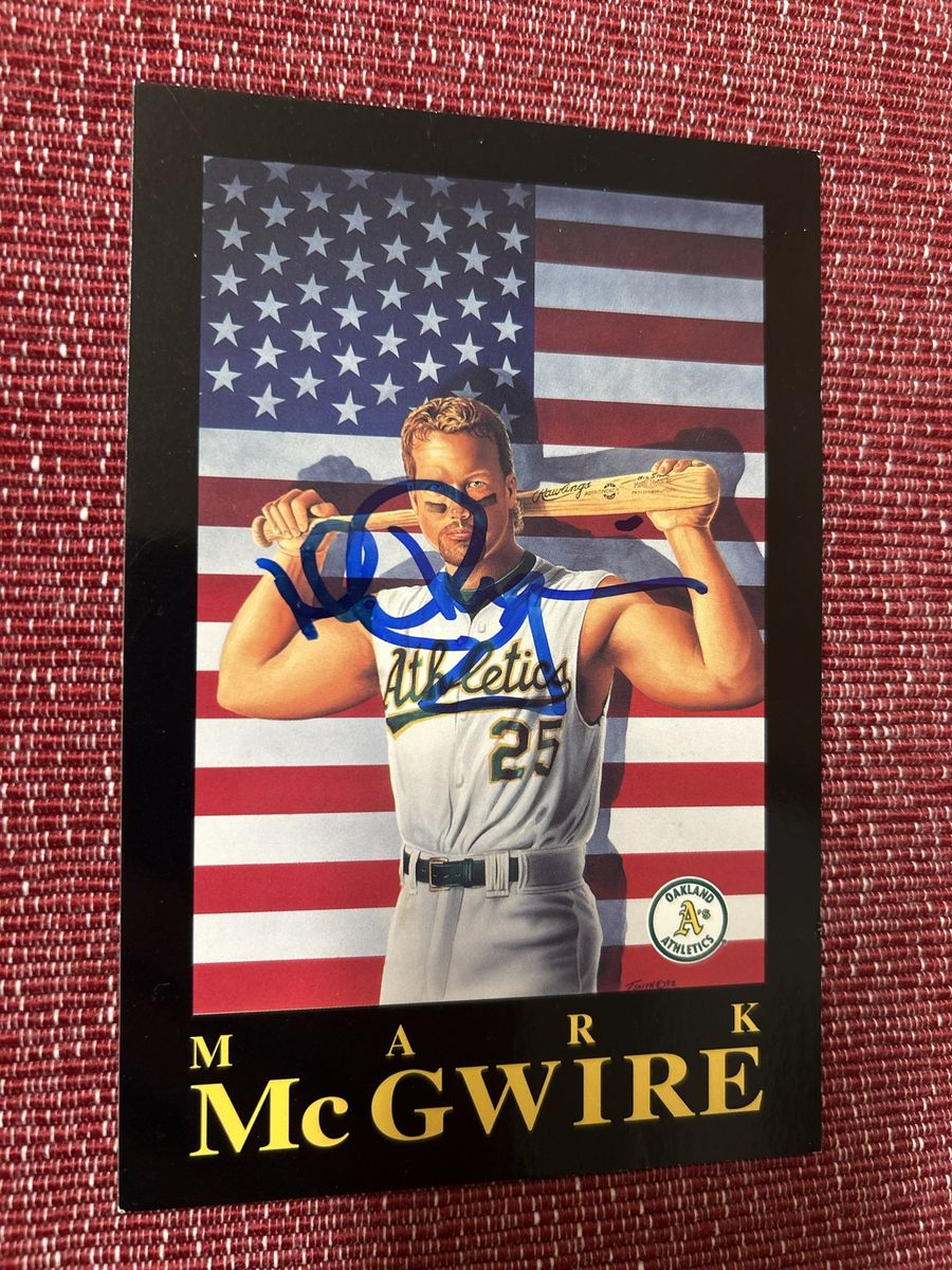 Auto Hand Signed Mark McGwire Signed Autographed Oakland Athletics 1992 Trading Card Postcard 4x6 