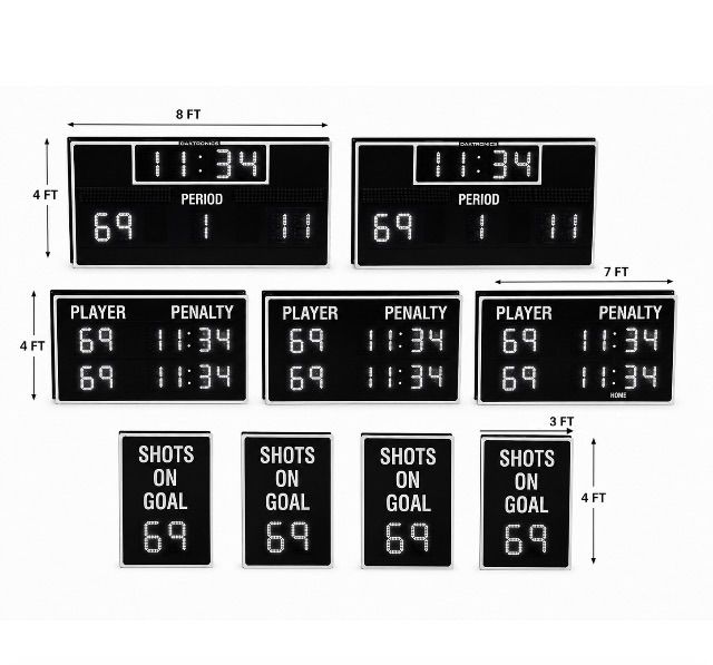 Daktronics Hockey Scoreboards - Full Set of 9 - Period, Player, Penalty, Shots on Goal Displays