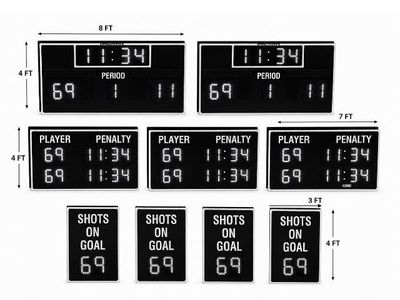 Daktronics Hockey Scoreboards - Full Set of 9 - Period, Player, Penalty, Shots on Goal Displays