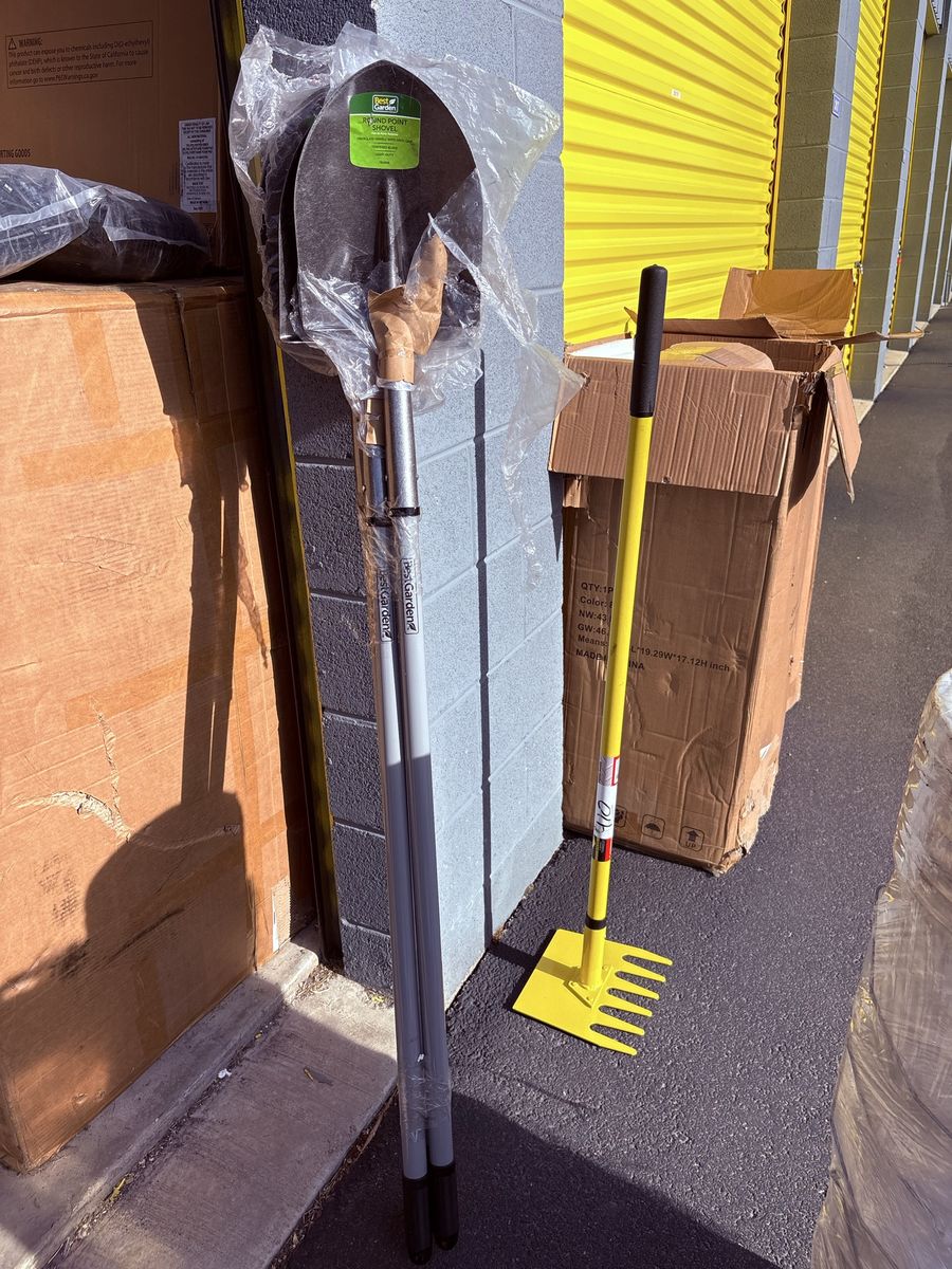 Best Garden Round Point Shovels and Yellow Hand Rake Tool Set