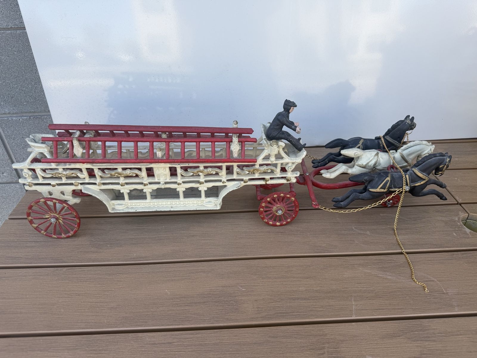 Antique Cast Iron Horse Drawn Fire Engine