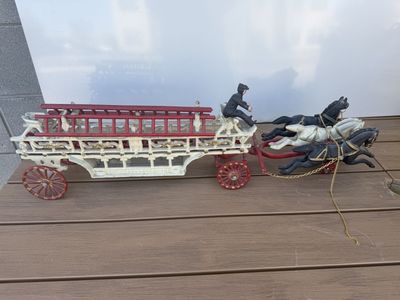 Antique Cast Iron Horse Drawn Fire Engine