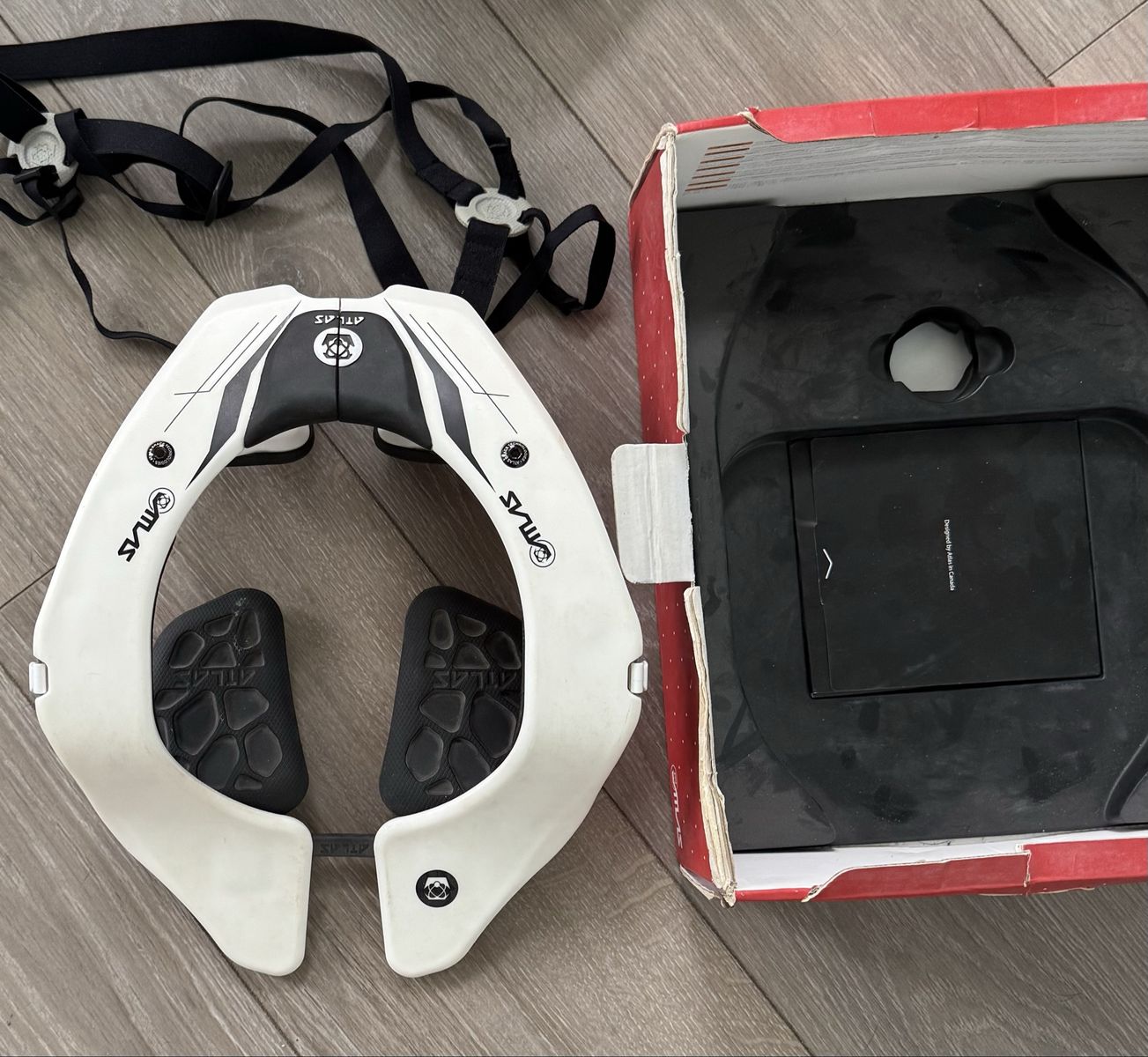Atlas Neck Brace White and Black with Original Box and Straps size prodigy
