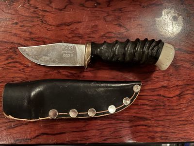 BAM CUSTOM 1095 Forged Steel Blade, Brass Guard, Springbok Horn Handle, And A Hippo Tooth Pommel