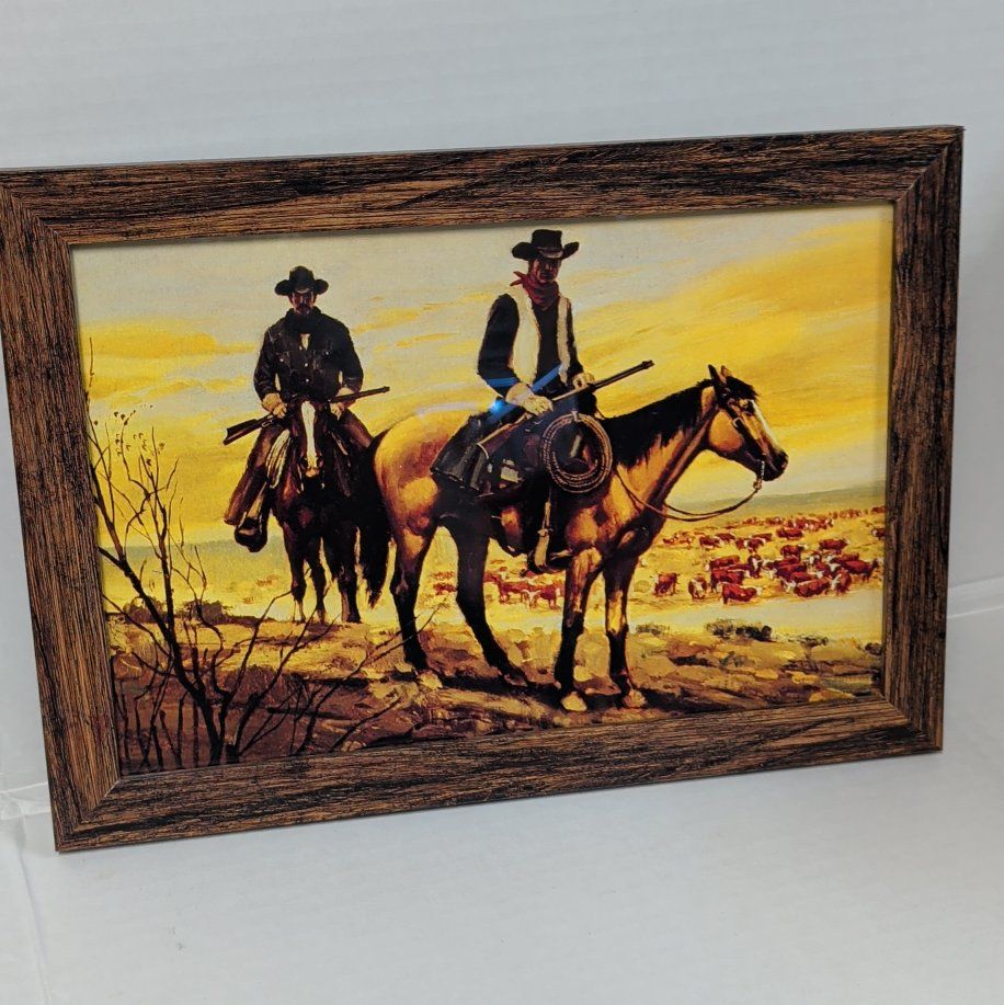 "Rider of Lost Creek" William George Framed Western/Cowboy L'Amour Art 8x12