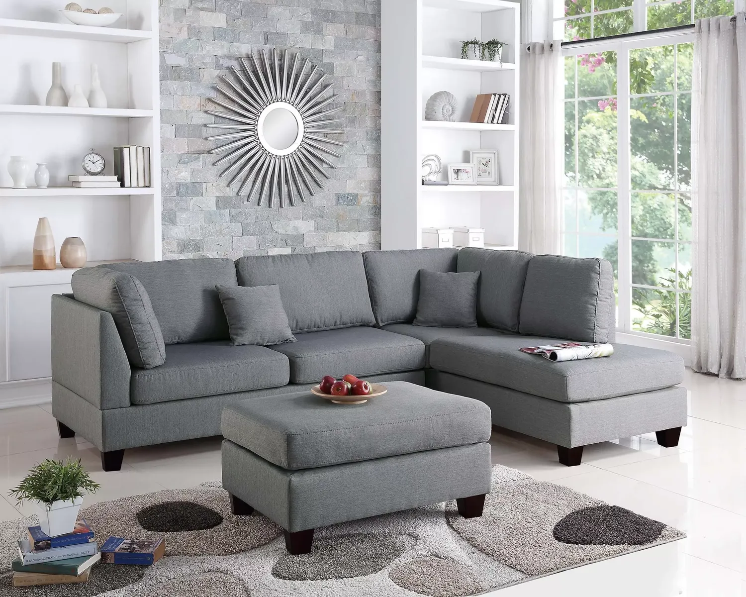 NEW SECTIONAL with STORAGE OTTOMAN & PILLOWS - NEW IN BOX