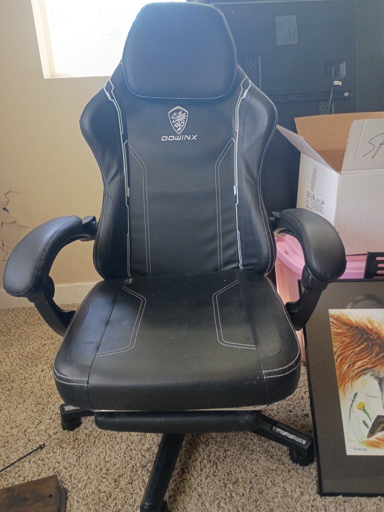 Dowinx Black Ergonomic Gaming Chair with Footrest