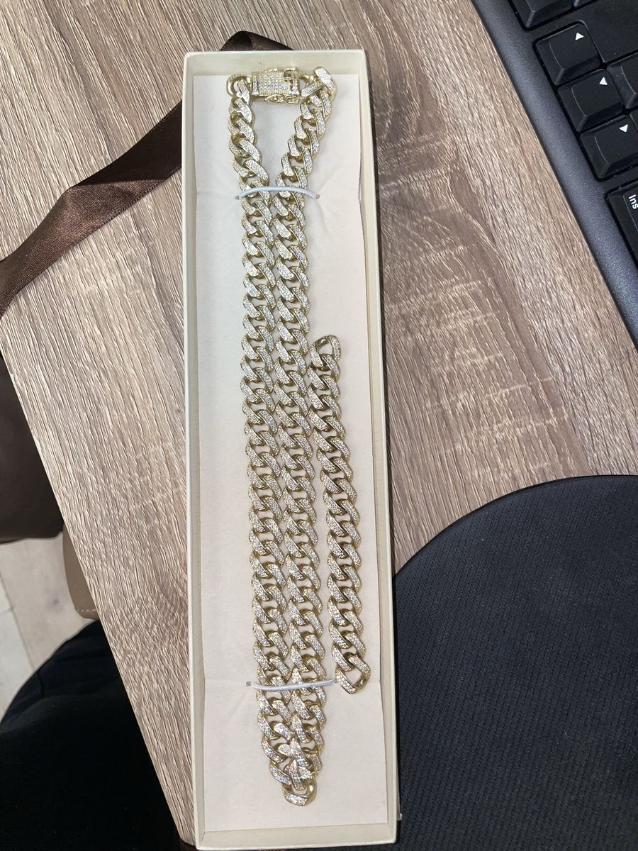 Cuban Link Chain 10k Gold Plated with CZ Diamonds - 123g