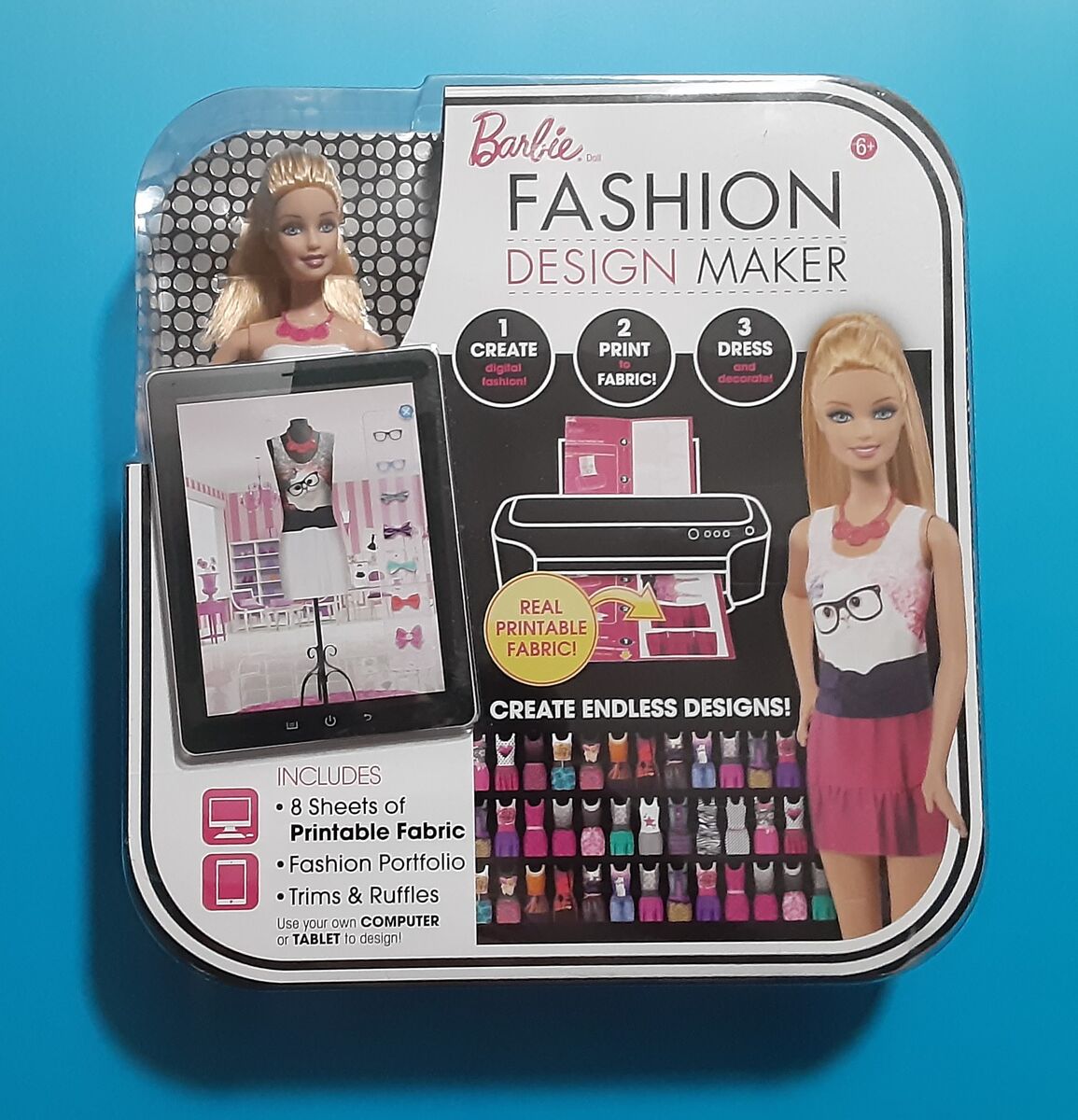 Barbie FASHION DESIGN Dress Maker - Create Print to Fabric - New