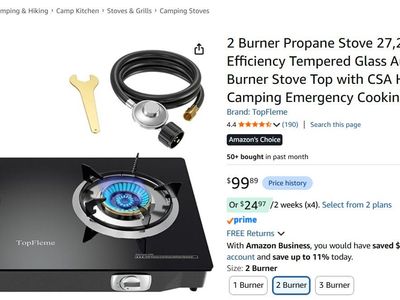 New: TopFleme 2-Burner Portable Propane Tabletop Gas Stove (Tempered Glass)