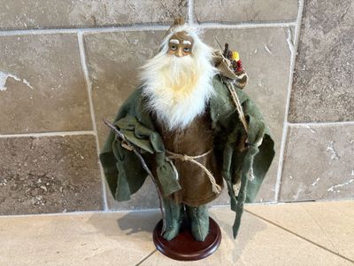 Old World Father Christmas Santa Claus Wool & Burlap
