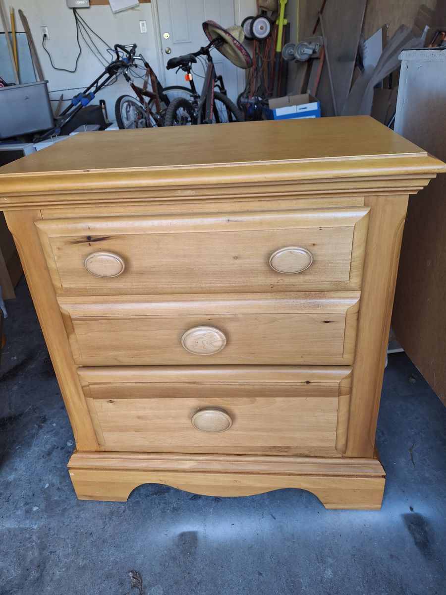 tall natural pine wood night stand/suri