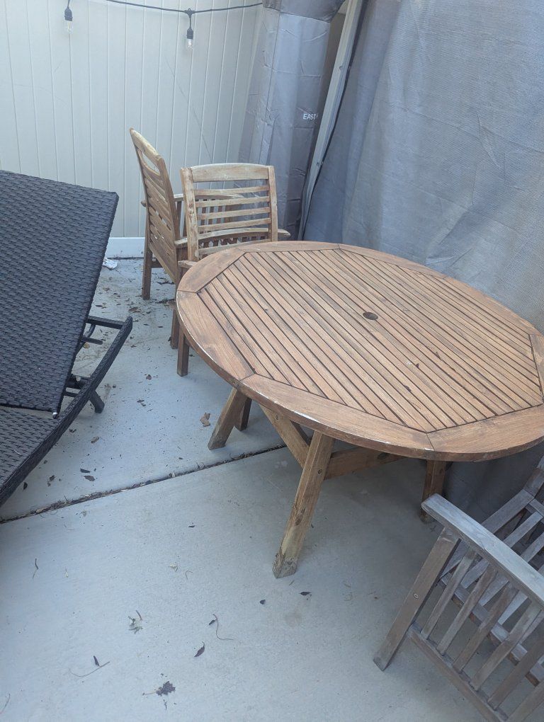 Teak Oasis Wood Patio Dining Set - Table and 4 Chairs - Outdoor Furniture-project condition