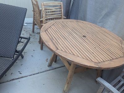 Teak Oasis Wood Patio Dining Set - Table and 4 Chairs - Outdoor Furniture-project condition
