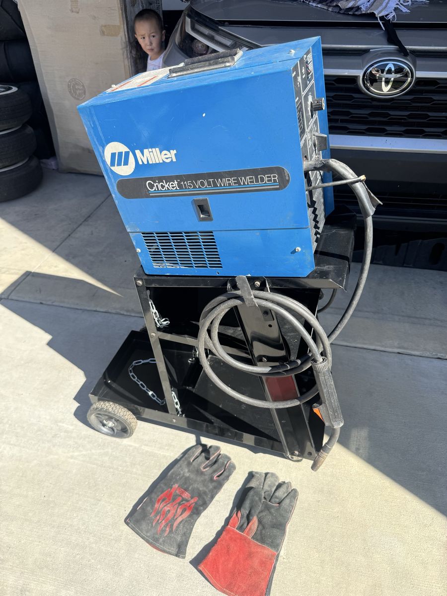 Miller Cricket 115 Volt Wire Welder with Cart and Gloves