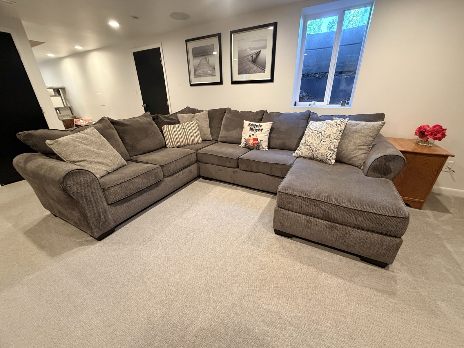 Comfortable Grey Sectional Couch with Chaise