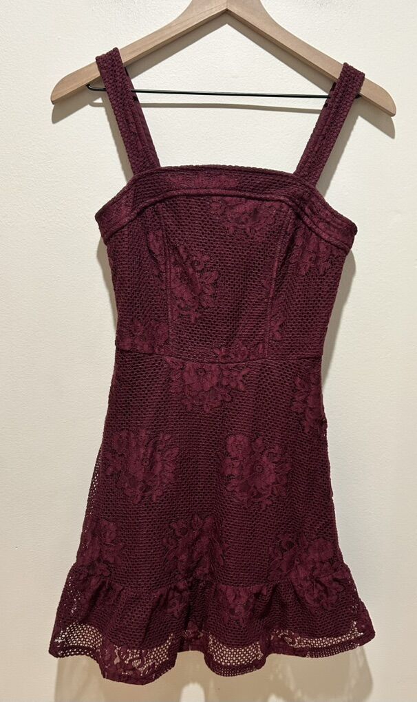 Speechless Burgundy Maroon Floral Lace Sundress XS