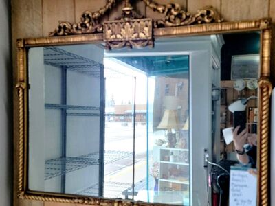 Antique French Baroque Gold Leaf Mirro