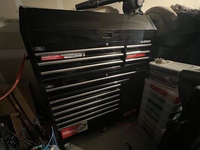 Husky 52" Black Steel Tool Chest & Cabinet Combo w/ 15 Ball-Bearing Drawers