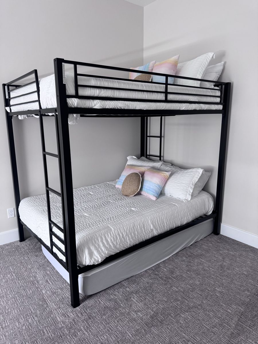 Full over full black metal bunkbed