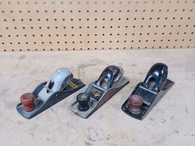 Three vintage block planes
