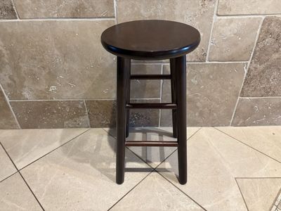 Dark Brown Wood Counter Height Stool