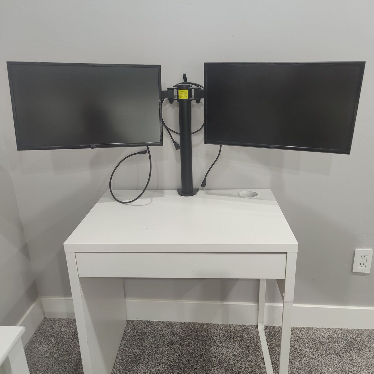 Desk and dual monitors