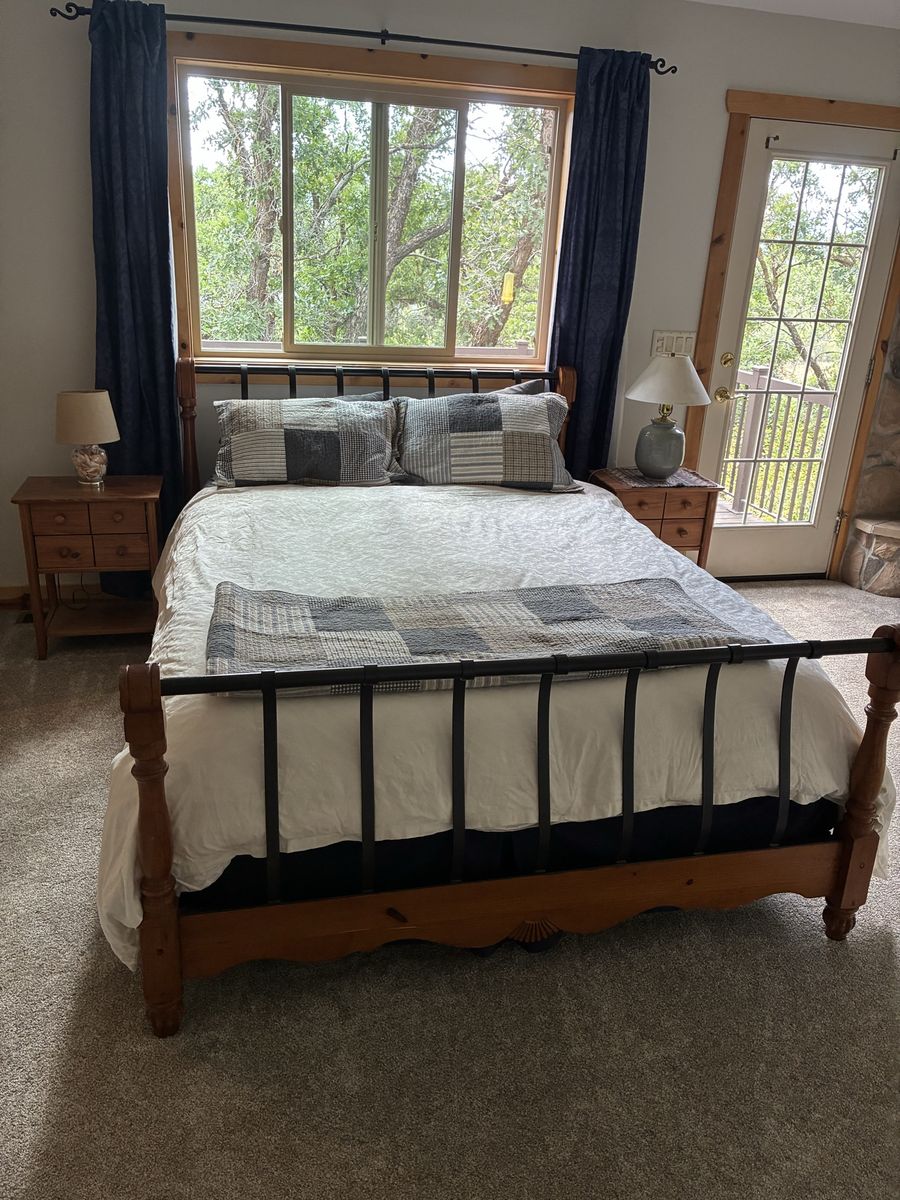 Rustic Wood and Metal Spindle Bed Frame