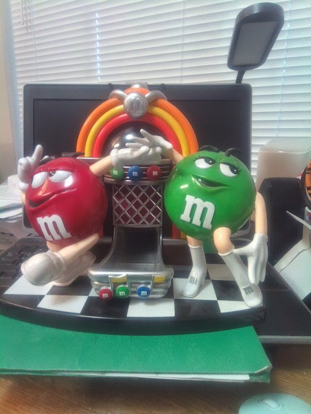 Vintage M&M's Jukebox Candy Dispenser Red and Green Characters