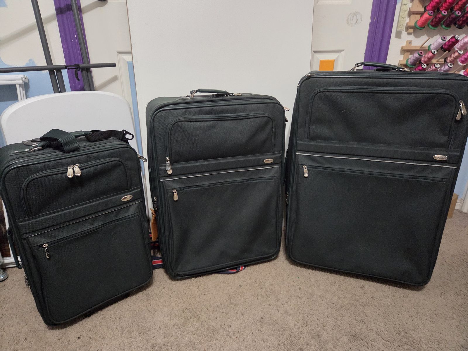 Pierre Cardin Green 3 Piece Luggage Set