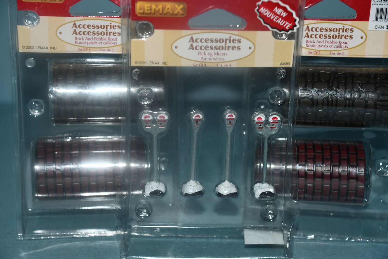 3 NEW VINTAGE "LEMAX ACCESSORIES" ~ BRICK & PEBBLE ROADS ~ PARKING METERS ~ BOTH FOR $5