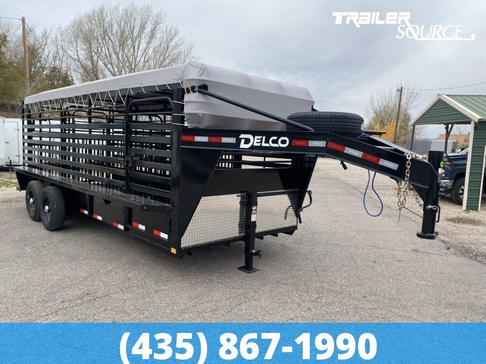 Delco Gooseneck Bar Top Stock Gooseneck 6.8x20 ft Horse Trailer 6'6" 14K GVWR Side Door