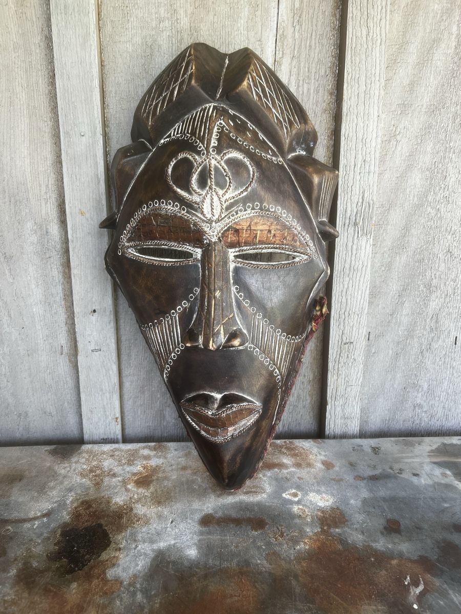 Hand-Carved African Tribal Wall Mask - Decorative Wood Art, Unique Home Decor