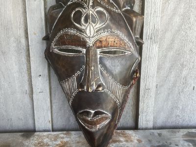 Hand-Carved African Tribal Wall Mask - Decorative Wood Art, Unique Home Decor