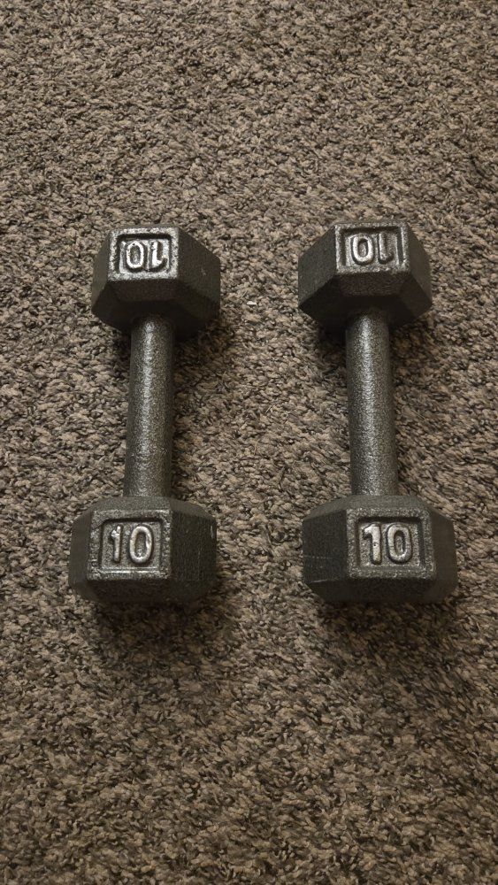 Pair of 10 lb Cast Iron Hex Dumbbells