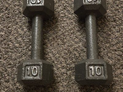 Pair of 10 lb Cast Iron Hex Dumbbells