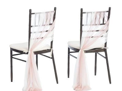 Ling's Moment Sheer Blush Pink & White Wedding Chair Drapes 16 pcs