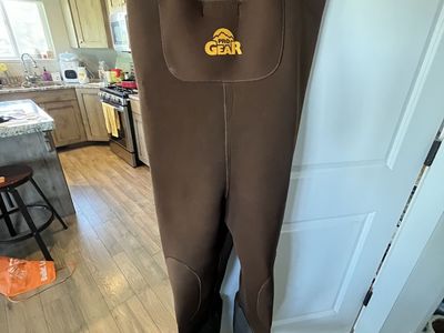FishAmerica Pro Gear Neoprene Fishing Waders - Brown, Men's Size 9, Steel Shank Boots