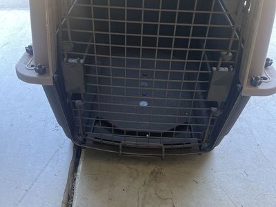 Pet Carrier Crate - Brown & Black, Medium Size, Durable Plastic, Ventilated