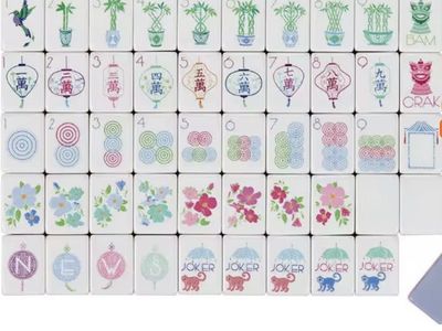 New Light Purple Engraved Mahjong Tiles Set with Mat - Complete Game