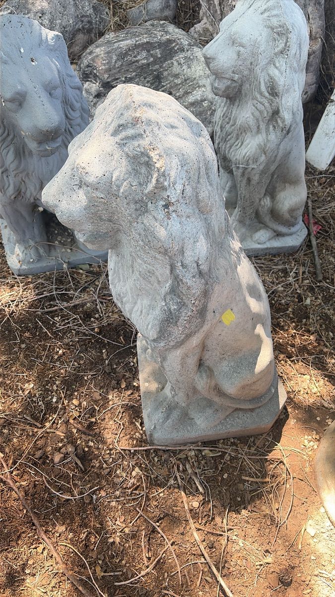 Concrete Lion Garden Statues - Set of 3 Yard Decor