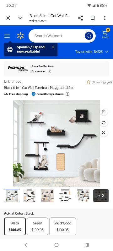 Unbranded Black 6-in-1 Cat Wall Furniture Playground Set - Multi-level Climbing & Lounging