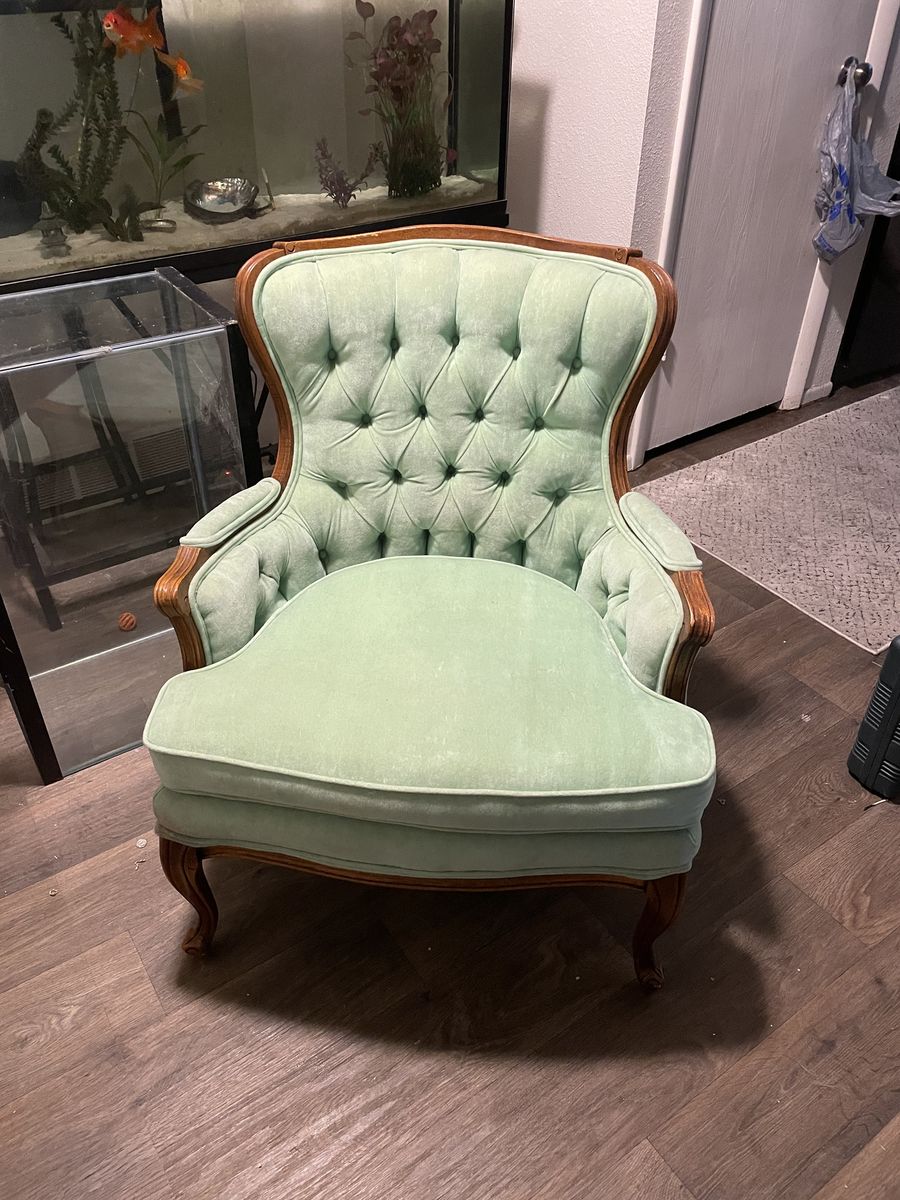 Vintage French Wingback Tufted Chair