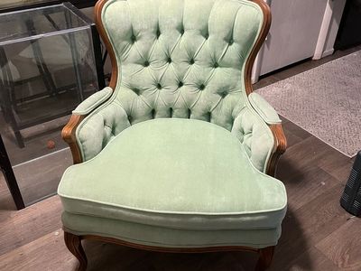 Vintage French Wingback Tufted Chair