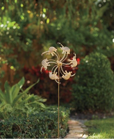 NEW! Elephant Wind Spinner 40” Gold