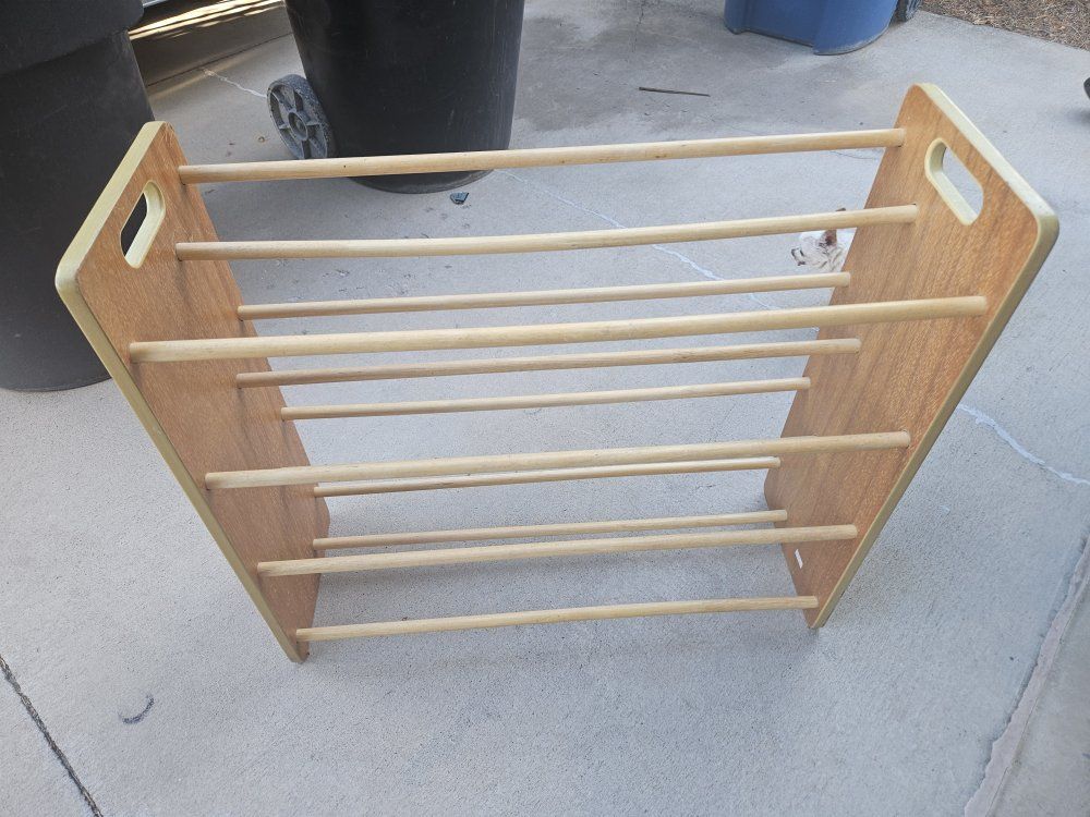Wooden Book Display Shelf Magazine Holder Freestanding Storage Rack