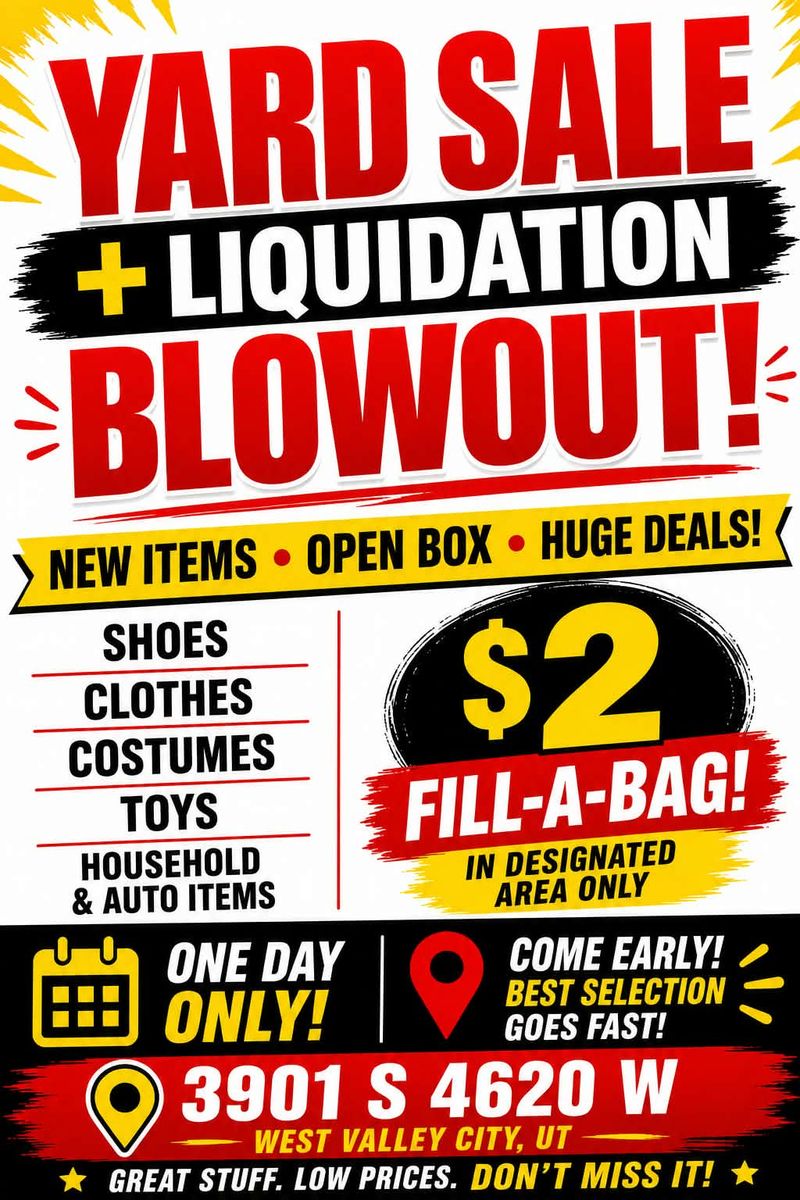 Yard Sale + Liquidation Blowout – New & Open Box – $2 Fill-A-Bag