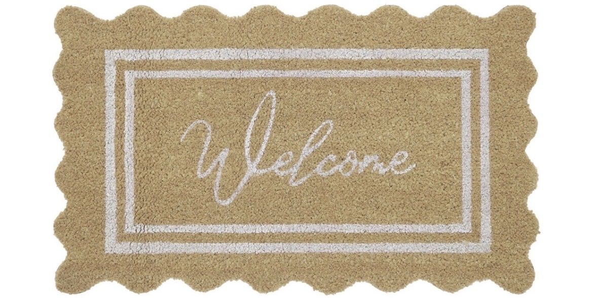 Scalloped Edge and Border Welcome Coir Mat, 18"x30"