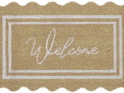 Scalloped Edge and Border Welcome Coir Mat, 18"x30"