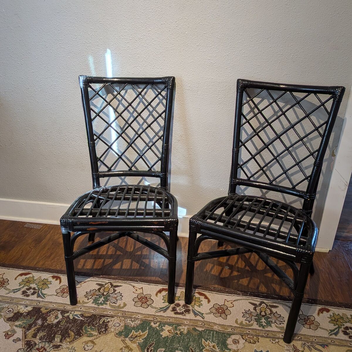 Pair of black bamboo dining chairs(Indoor/outdoo)